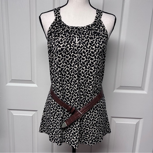 NWOT Banana Republic Halter neck style blouse top Black Cream Size M - Picture 2 of 13